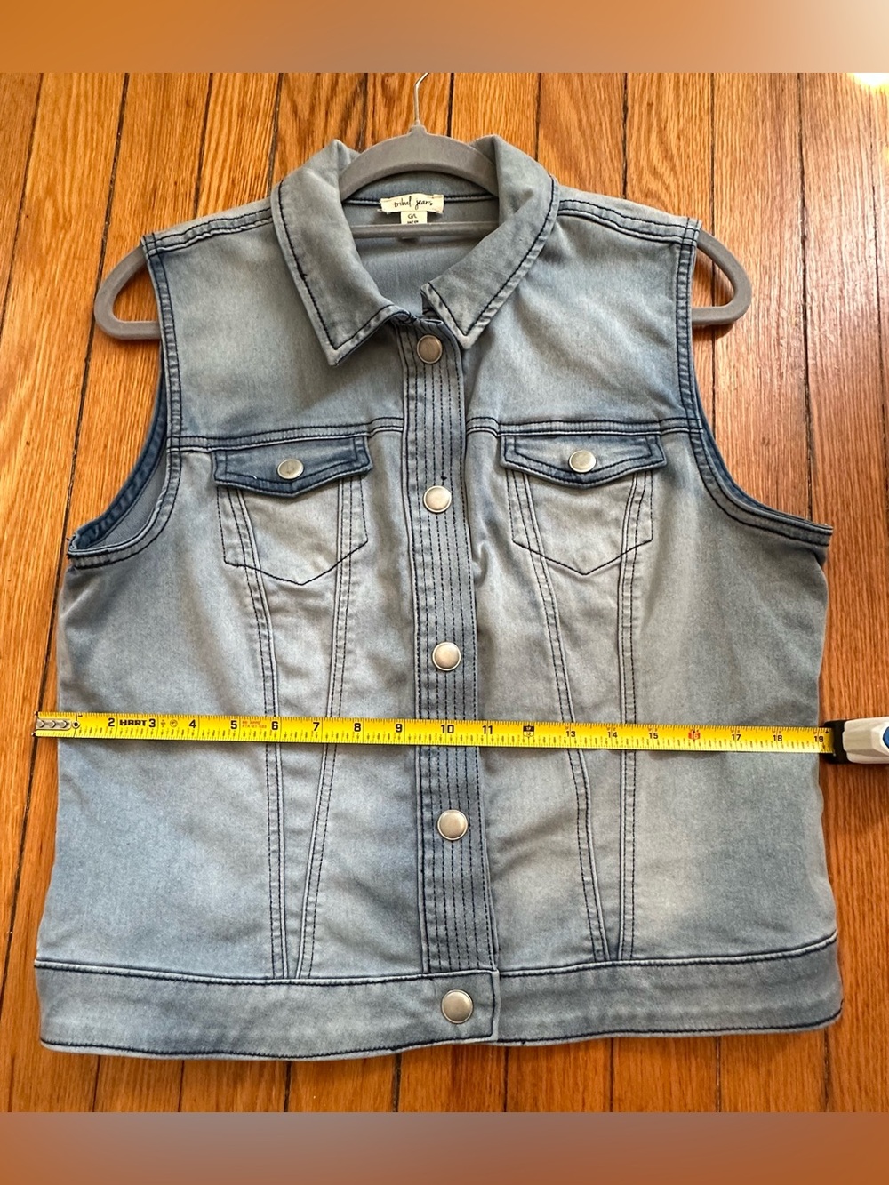 Tribal Jeans Light Denim Button-Front Vest - Light Blue Size Medium 1066 - Picture 5 of 11